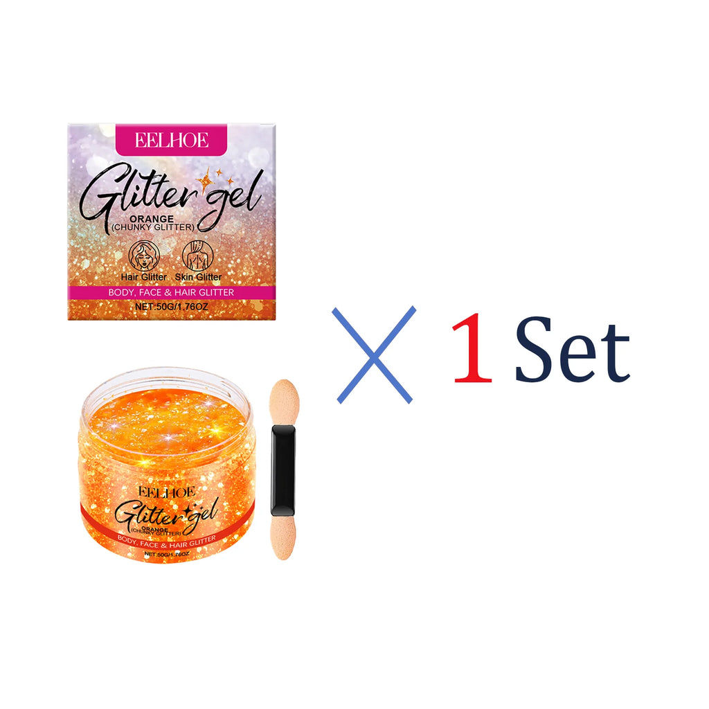 EELHOE Glitter Gel Lightweight Non-Sticky Easy To Wash Long-Lasting Brilliance Enhance Charm For Both Skin Hair Costume Party Zpaxo 1 Pcs