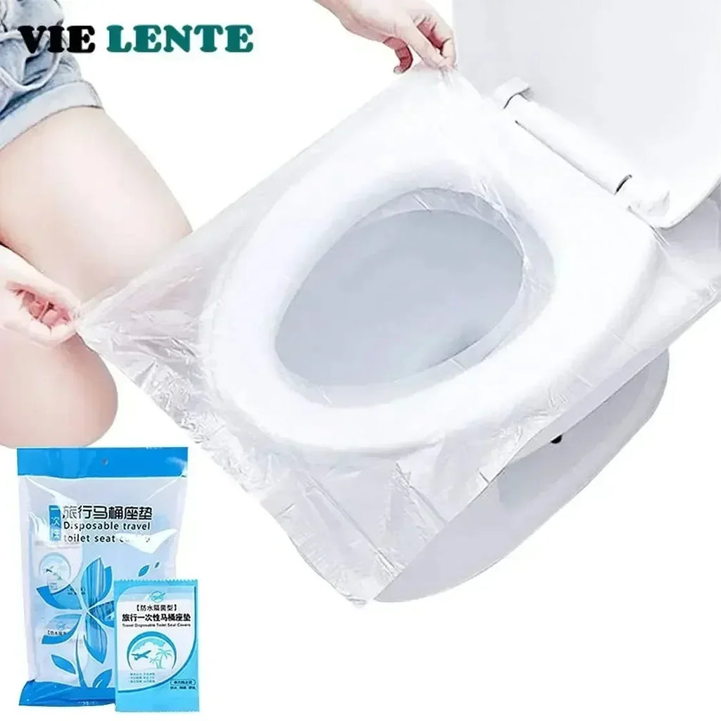10/50PCS Biodegradable Disposable Plastic Toilet Seat Cover Portable Safety Travel Bathroom Toilet Paper Pad Bathroom Accessory Zpaxo