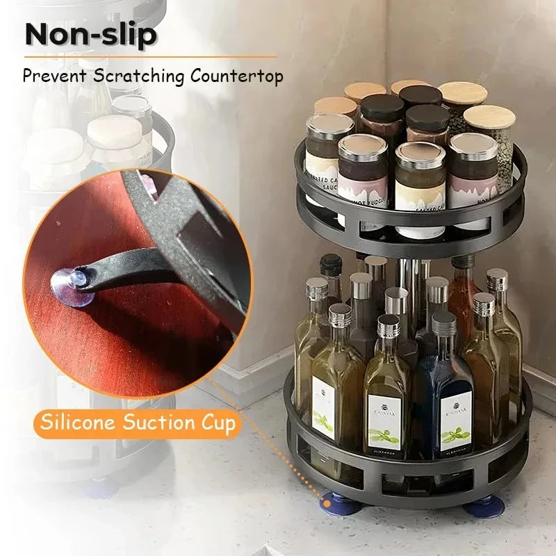 Rotatable Kitchen Storage Rack kitchen Accessories Spice Storage Rack Clean Storage 360 Degrees Rotatable Organizer Turntable Zpaxo