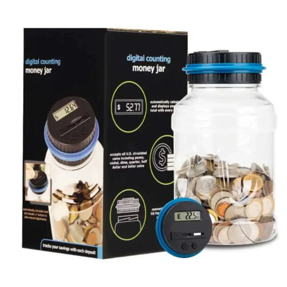1PC Electronic Piggy Bank Counter Coin - Digital LCD Counting Coin, Money Saving Box Jar, Coins Storage Box For USD EURO Zpaxo