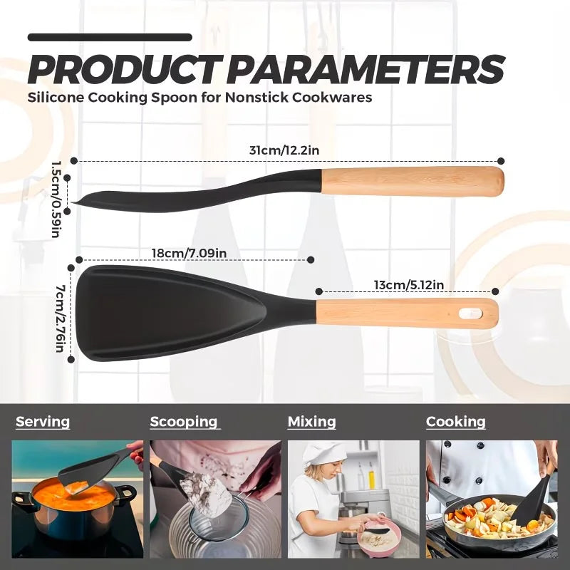 Multifunction Silicone Cooking Spoon Spatula Nonstick Cookware Heat Zpaxo