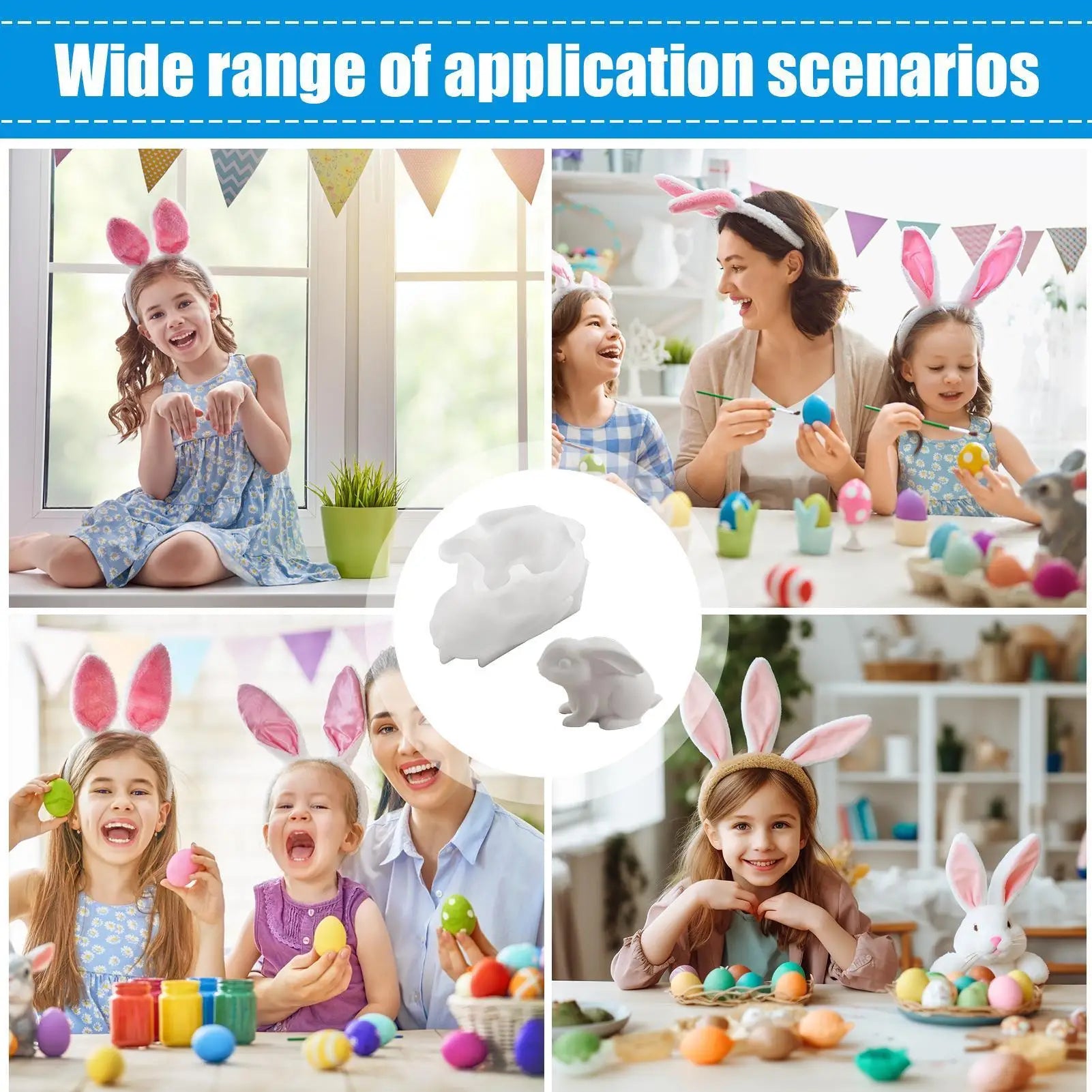 Easter Rabbit Mold 3D Silicone Casting Moulds Home Decor Cement