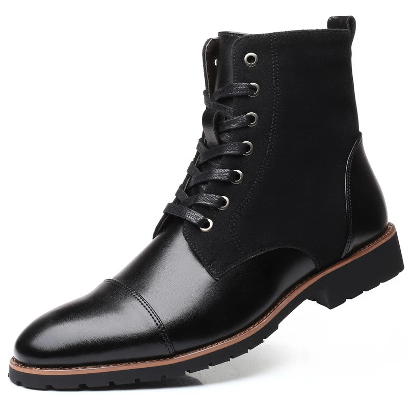 Mens Brown Cap Toe Boots Leather Suede Lace Up Ankle Casual Business Zpaxo