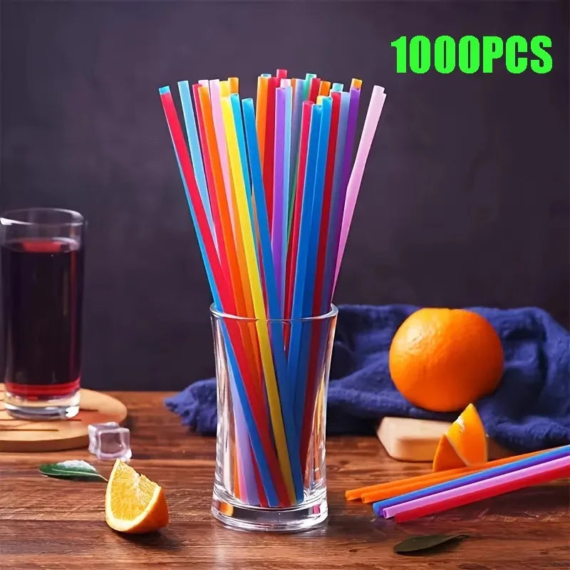 Multicolor Drinking Straws Child Plastic Straws Multi-time Milk Tea Beverage Accessories Black Straw Wholesale Party Supplies Zpaxo 1000Pcs-Multicolor