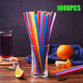 Multicolor Drinking Straws Child Plastic Straws Multi-time Milk Tea Beverage Accessories Black Straw Wholesale Party Supplies Zpaxo 1000Pcs-Multicolor