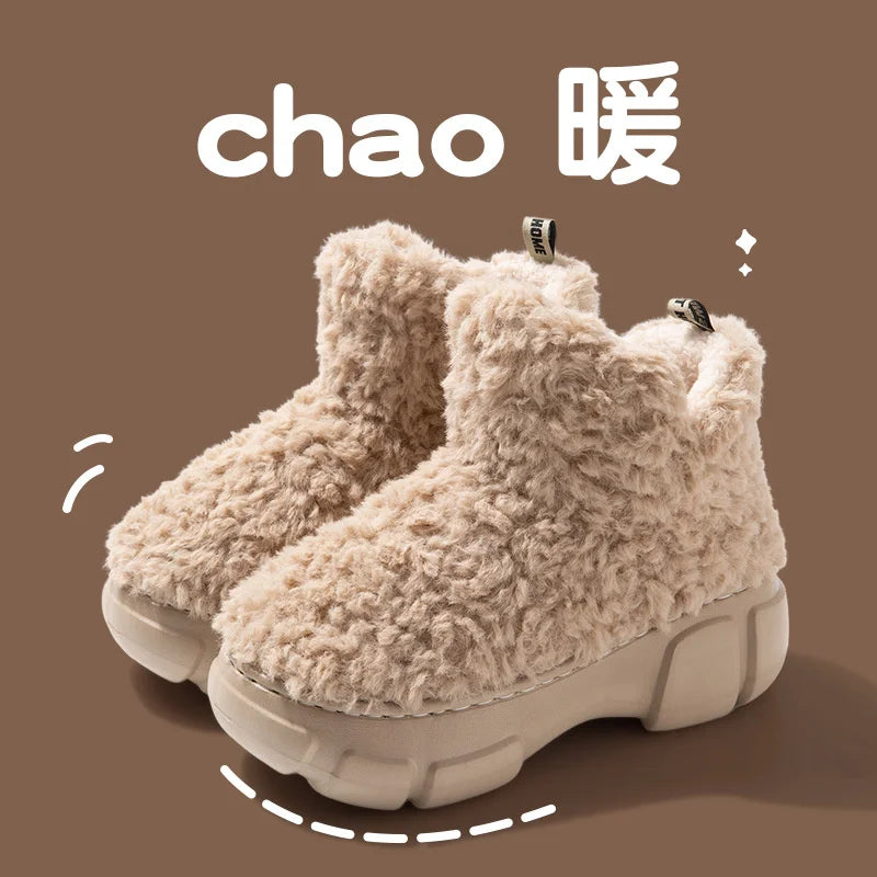 CINESSD Warm Winter Snow Boots Thick-soled Women's Faux Sheepskin Zpaxo