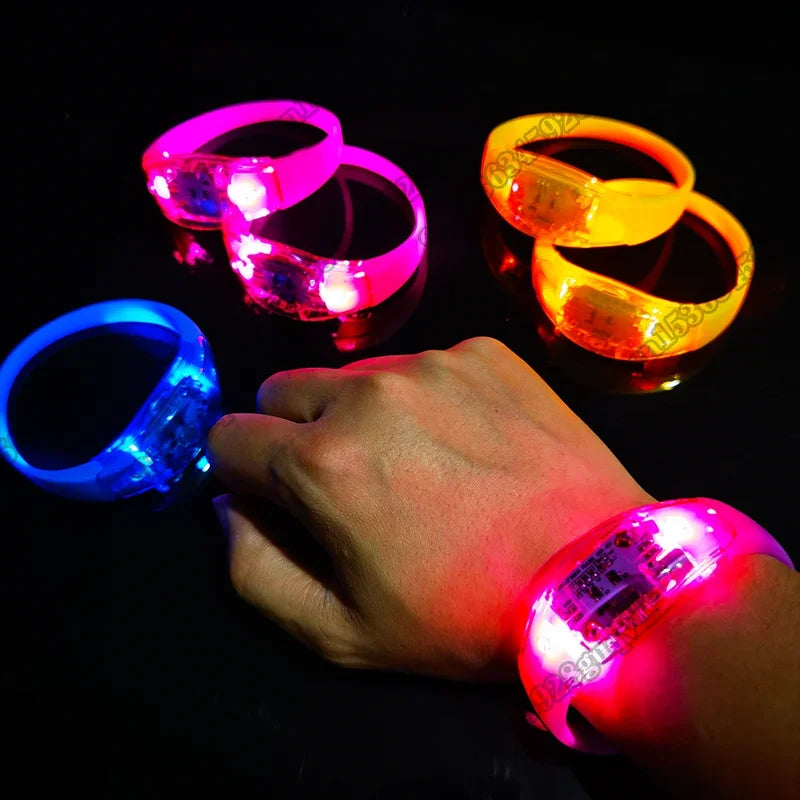 Led Sound Control Bracelet Flashing Wristband Vibration Glow Dark