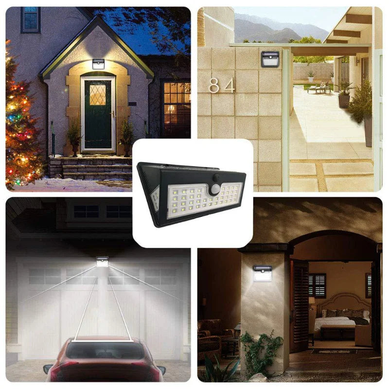 Outdoor Solar Panel LED Headlight 3-Sides Wall Light Sensor Lighting Zpaxo