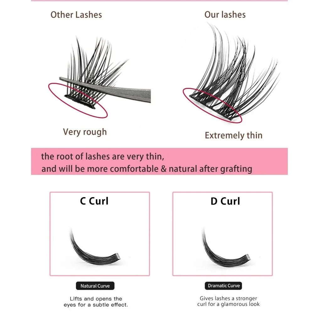 Natural Look DIY Lashes Extension Fluffy No Glue Needed Individual Zpaxo