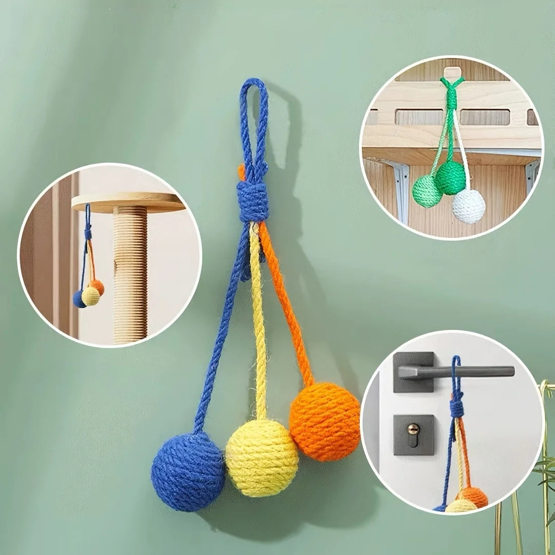 Random Cat Toys Sisal Balls Grinding Teeth Sharpening Claws Hangable