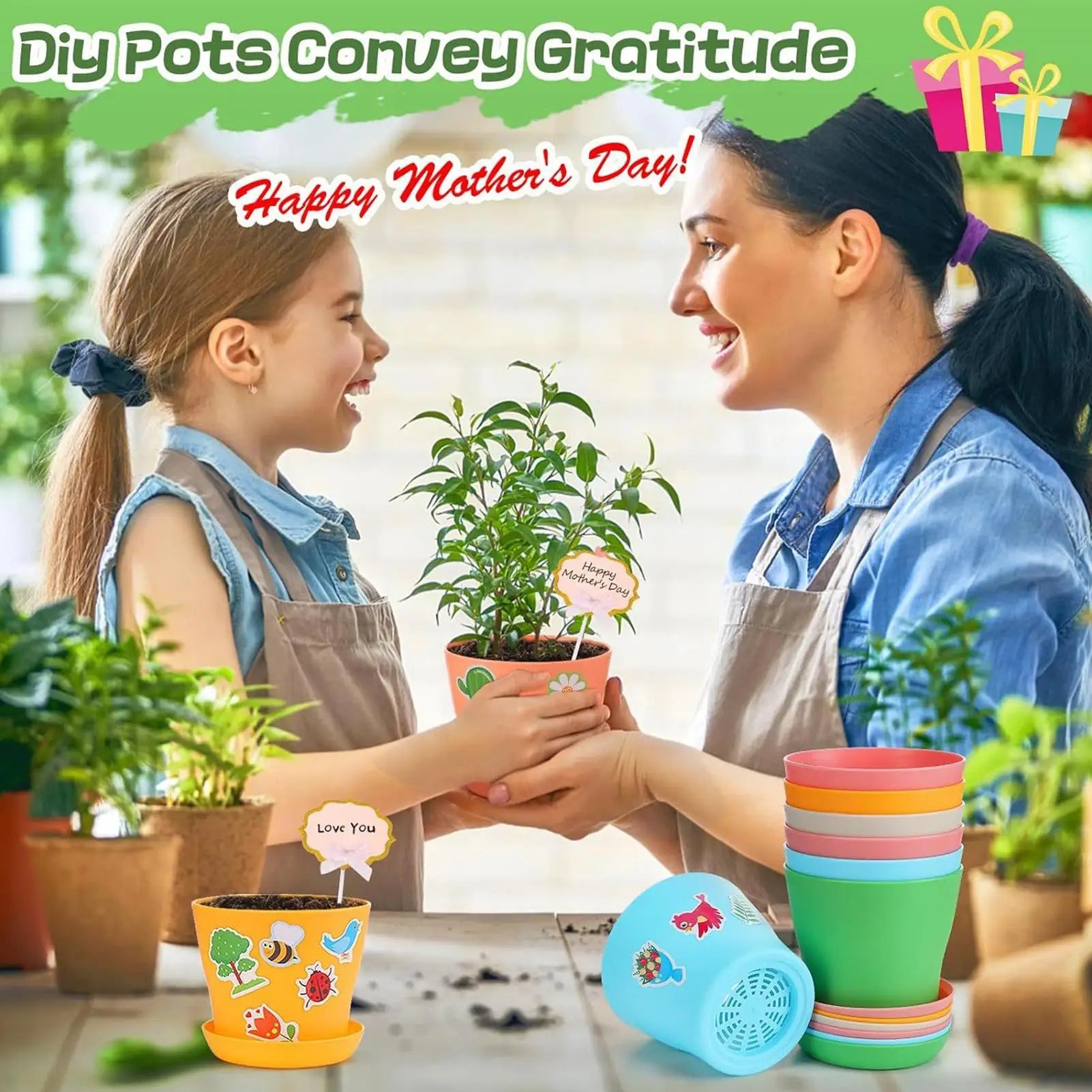 Flower Pots Kids Educational Colorful DIY Party Favors Gardening Zpaxo
