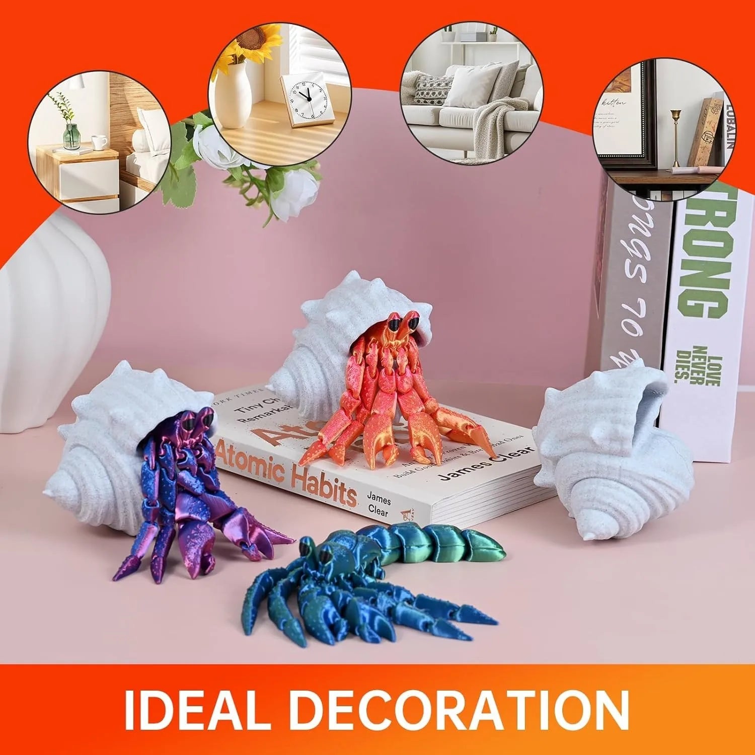 3D Printed Animals 7 8 Hermit Crab Shell Stress Relief Figurines