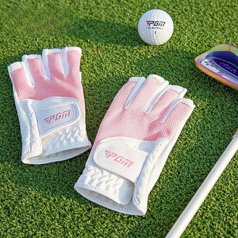 Golf Gloves for Women with Exposed Fingers Summer Breathable Mesh Sun Protection Golf Flexible Finger Covers Golf Accessories Zpaxo