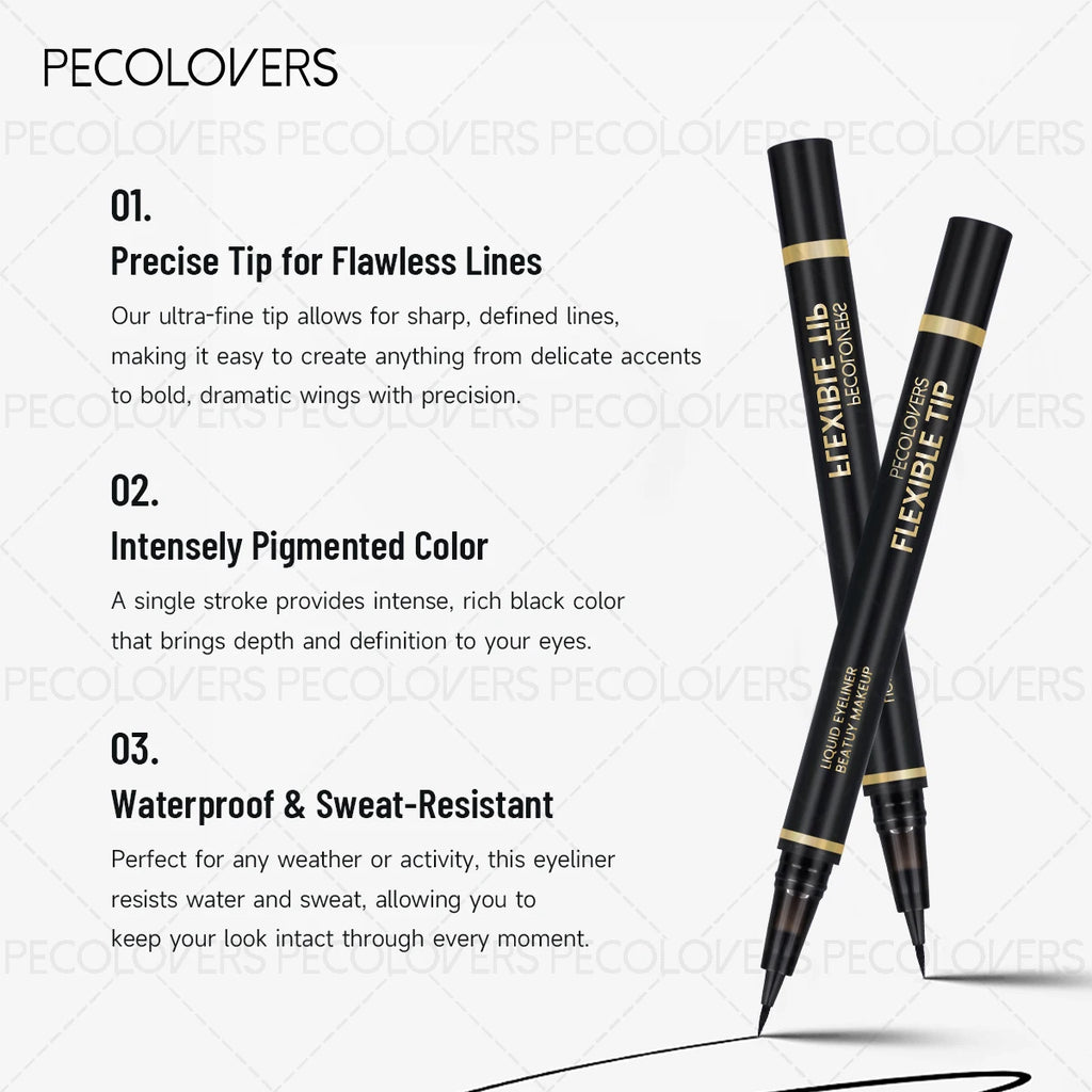 3PCS Waterproof Black Liquid Eyeliner Pen - Smudge-Proof Matte Line Marker with Fine Tip for Winged eyeliner Zpaxo