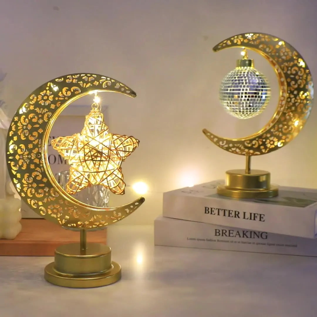 Gurbana Orb Star Festival Decorative Lights Led Iron Moon Hollow Zpaxo