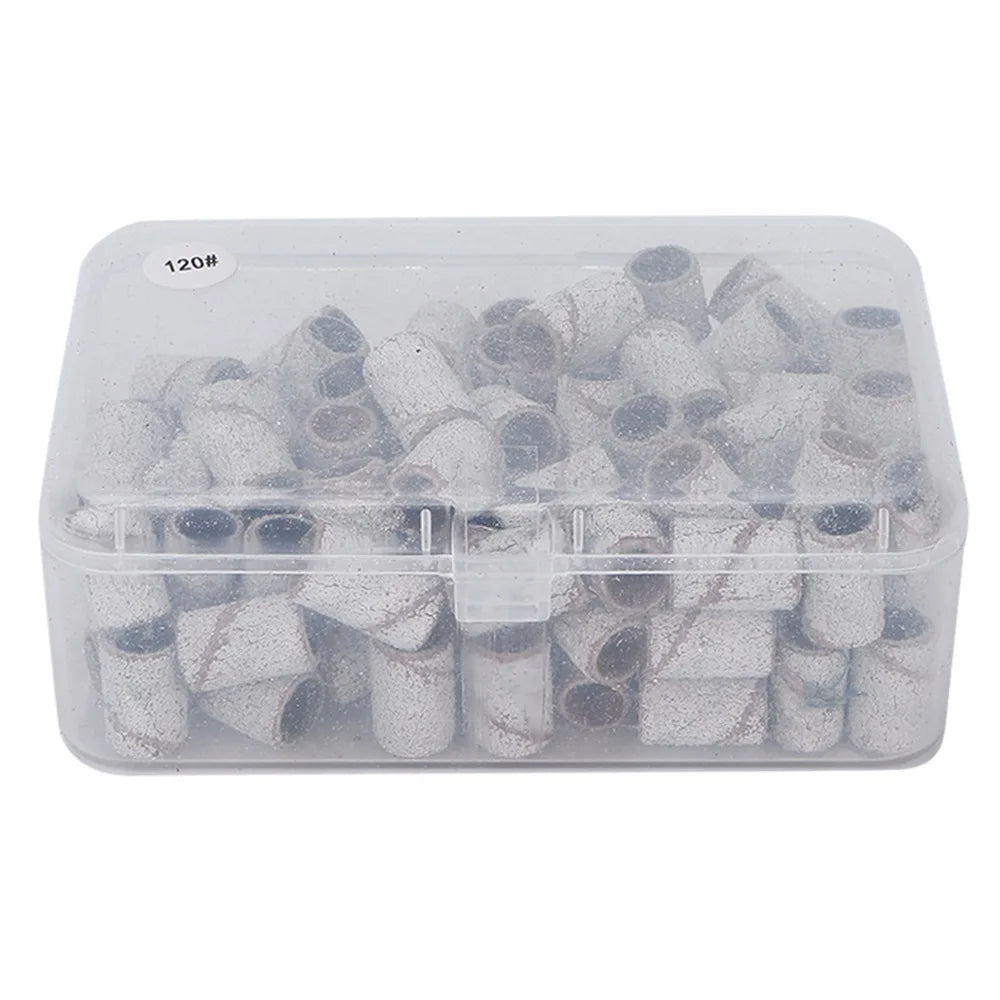Professional White Nail Art Sanding Bands Cylindrical Drill Gel Zpaxo 120 grit