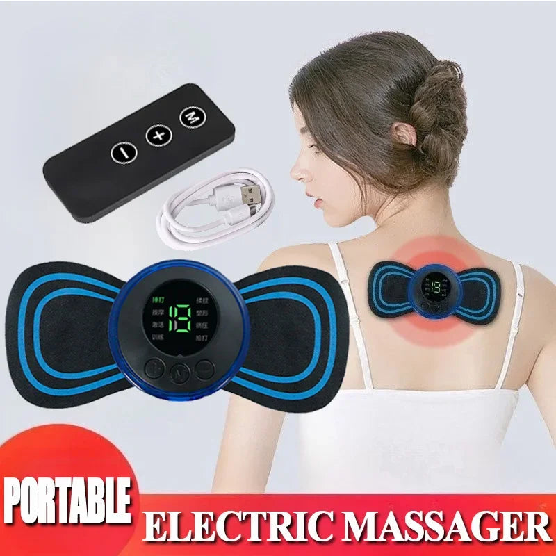 Portable Electric Neck Massager with Remote Control EMS Low Frequency Pulse Massager for Muscle Relaxation Relief The Pain Zpaxo
