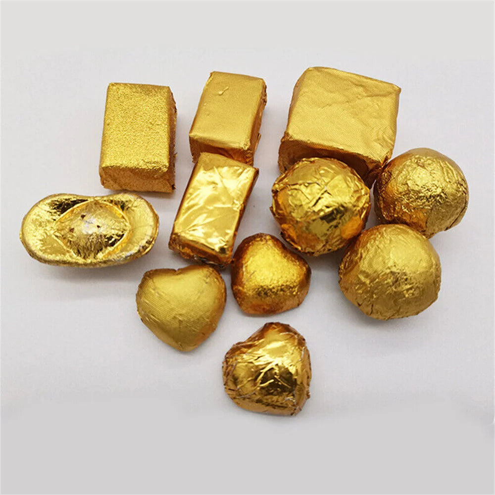 100-Pack Aluminum Foil Candy Wrapping Sheets – 8x8cm, 9 Colors