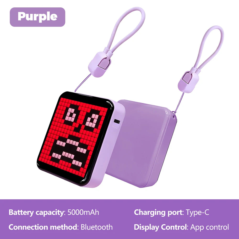 LED Pixel Display Night Light 5000mAh Bluetooth APP Control DIY Table Zpaxo Purple