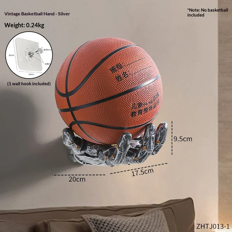 Robotic Arm Basketball Wall Mount Rack – Punk Industrial Decor Wall Display Rack Zpaxo silvery