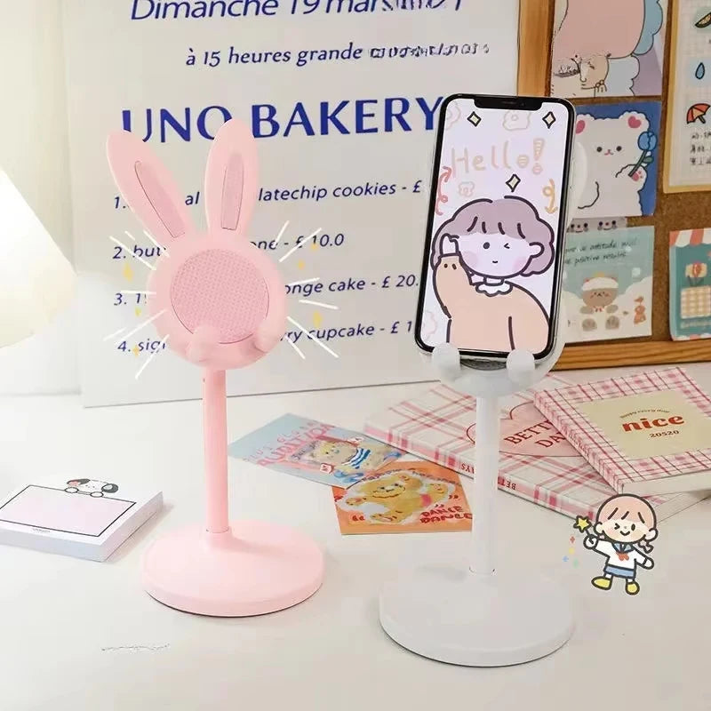 Pink Phone Holder Desktop Mobile Phone Stand For iPhone Samsung Tablet Smartphone Adjustable Lovely Rabbit Cartoon Table Support Zpaxo