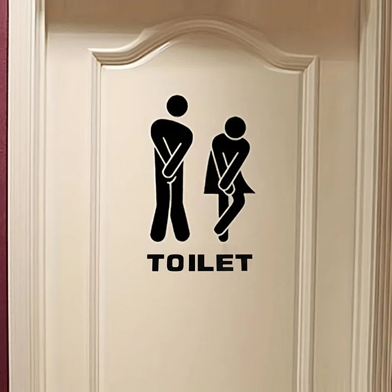 Funny Toilet Entrance Sign Decal Bathroom Door Decor Fun Wall Art