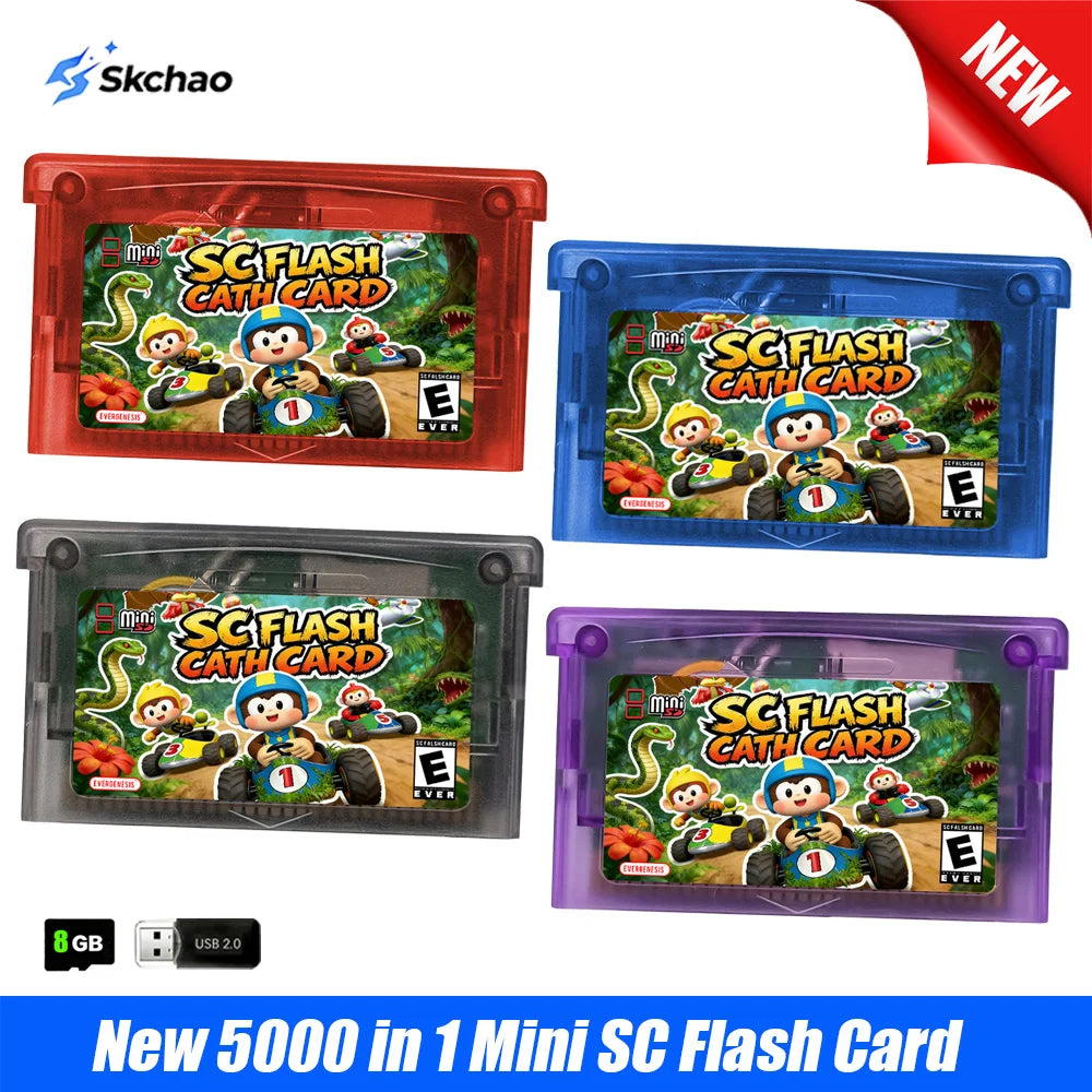 5000 in 1 Retro Games Cartridge New SCFW V2.0 GBA Flash Card with 8G TF Card RTC Flash for GBA/GBA SP/NDS Handheld Game Console Zpaxo