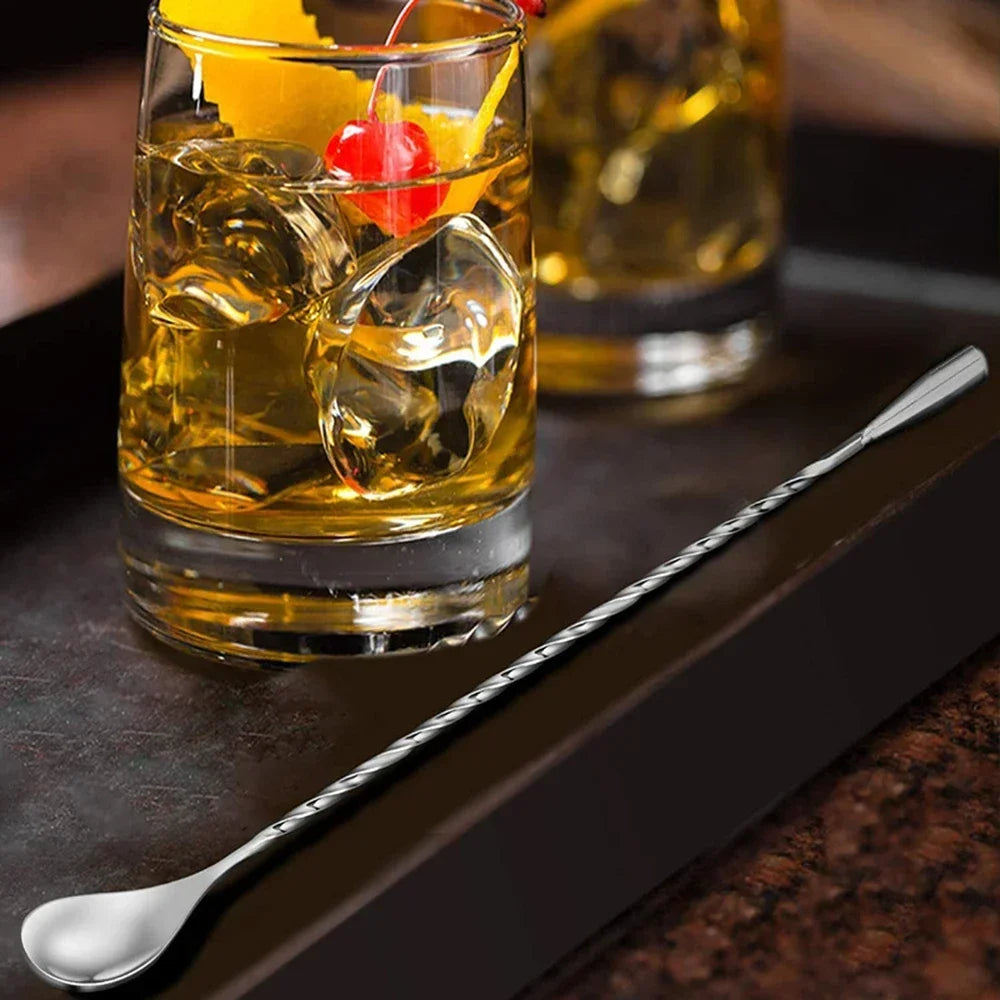 Kitchen 30cm Long Handle Cocktail Stirrers Bartender Mixing Stick Spoon Stainless Steel Barman Kit Accessories Whisky Shaker Bar Zpaxo