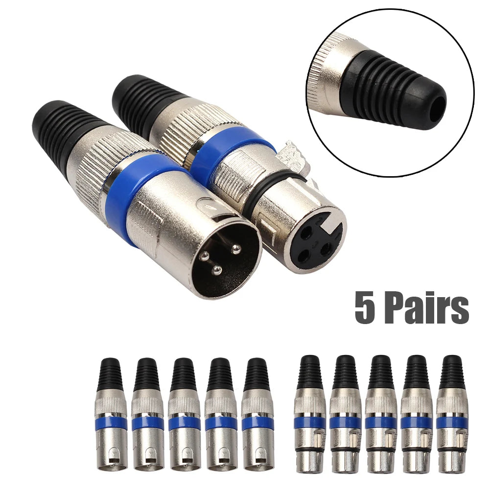 XLR 3 Pin MIC Jack Plug Audio Microphone Cable Wire Connector Female