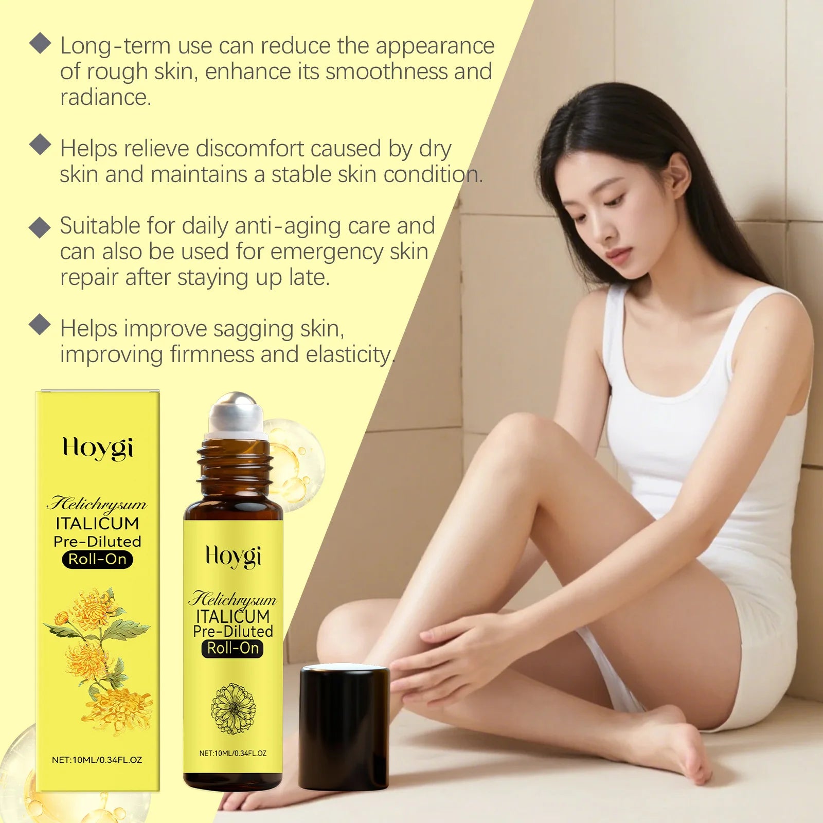 Helichrysum Roll On Body Oil for Dry Skin Relief Hydrating Soothing Massage Oil with Jojoba Oil Winter Skincare Gift for Women Zpaxo