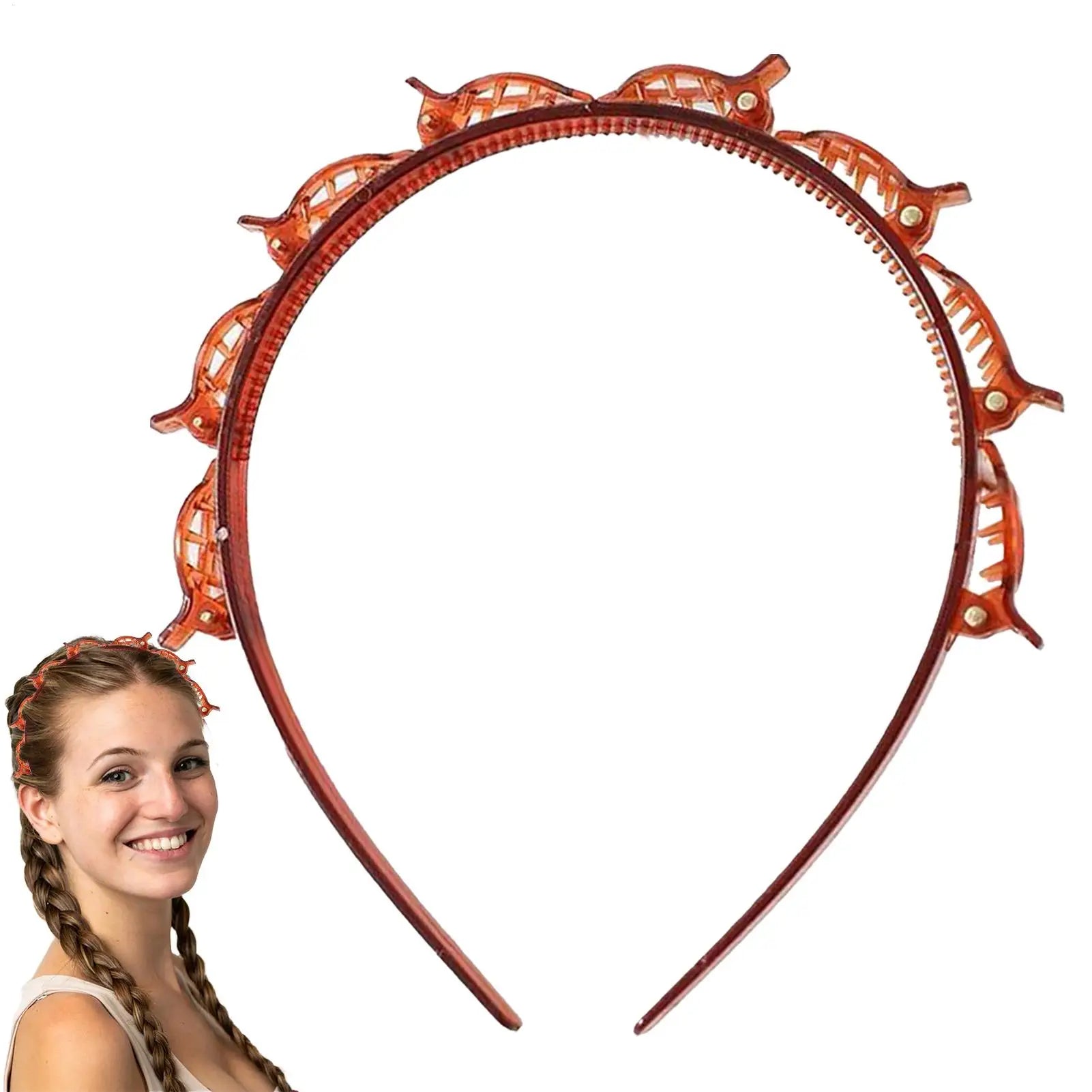 Women's Headband with Clips – Twist Plait & Bang Hair Hoop Clip Headband Zpaxo