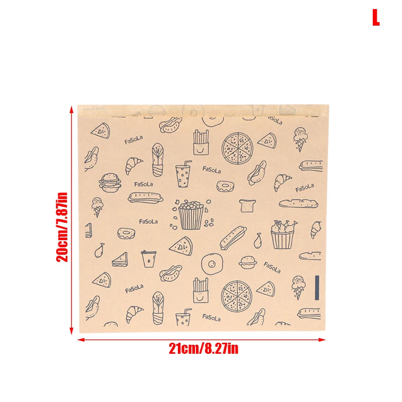 Greaseproof Paper Bag Kraft Food Wrapping Disposable Packaging Baking Zpaxo L