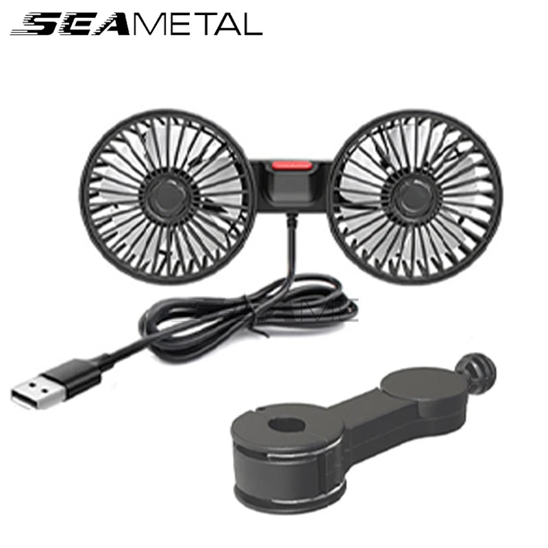 3-speed Car Seat Back Cooling Fan USB Charge Dual Head Fan 360 Degree Rotation Neck Cooler for Summer Car Accessories Zpaxo