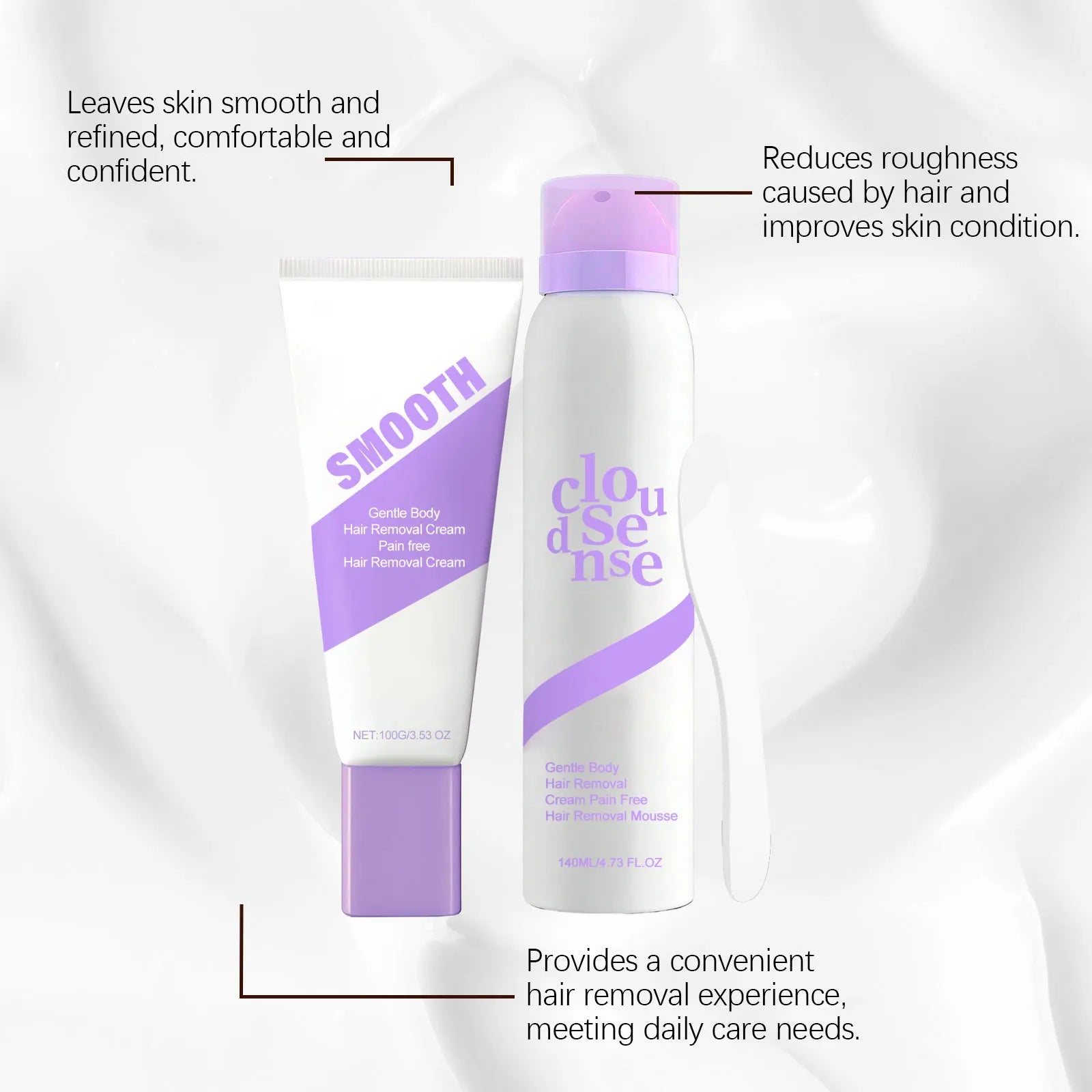 3-in-1 Painless Body Hair Removal Kit – Cream, Mousse & Scraper Hair Removal Kit Zpaxo