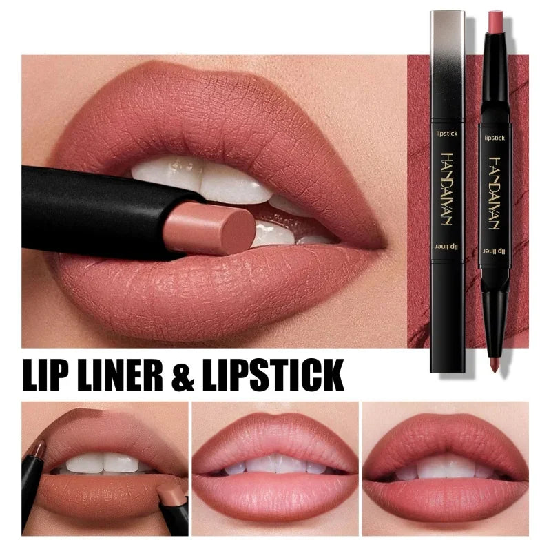 Double-ended Rose Red Lip Liner Lipstick Pencil Moisturizing Matte