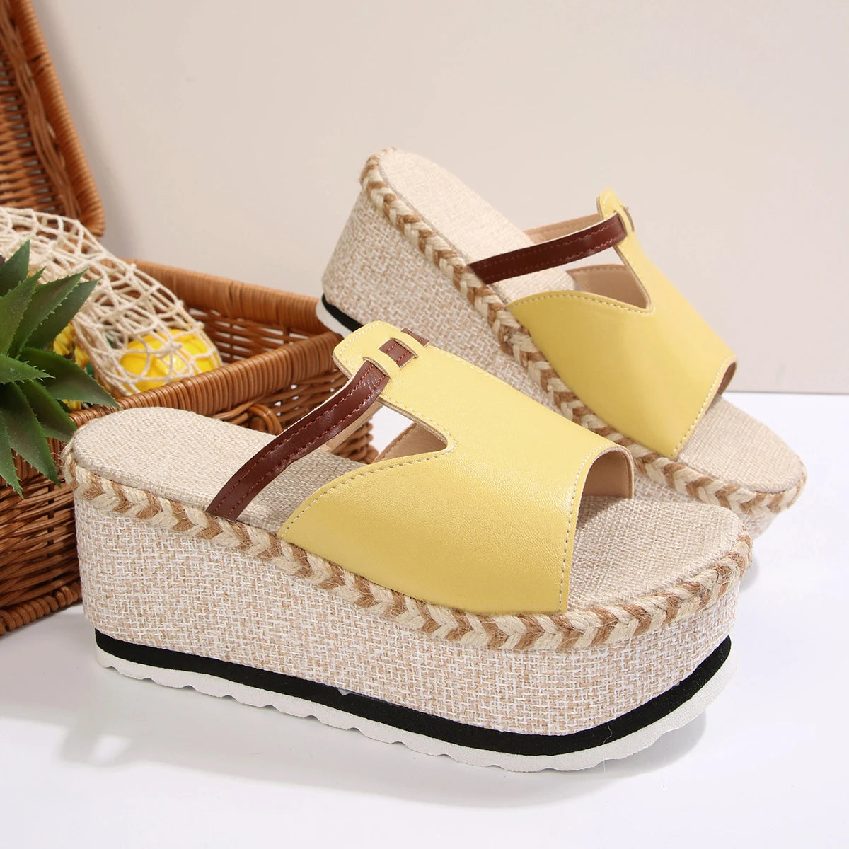 2026 Summer Women's Wedges Fashion Outdoor Sandals Ladies Platform Zpaxo YELLOW 34