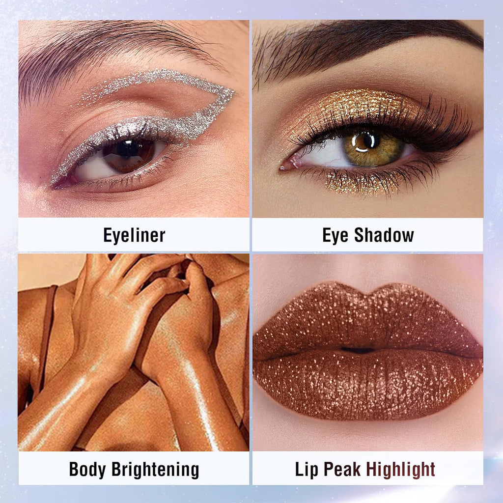 Six-color Diamond Flowing Liquid Eyeshadow High-gloss Lying Silkworm Zpaxo