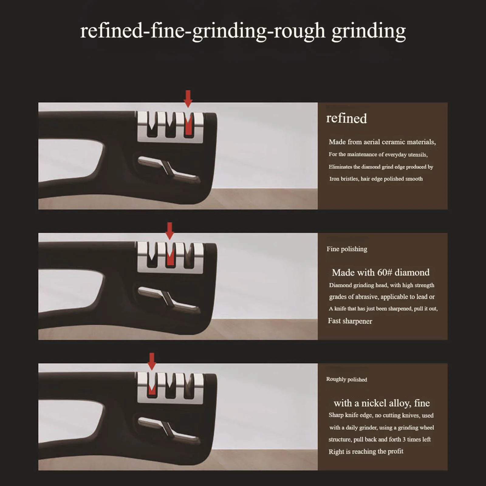 Professional 4-in-1 Knife Sharpener Replaceable Ceramic Tungsten