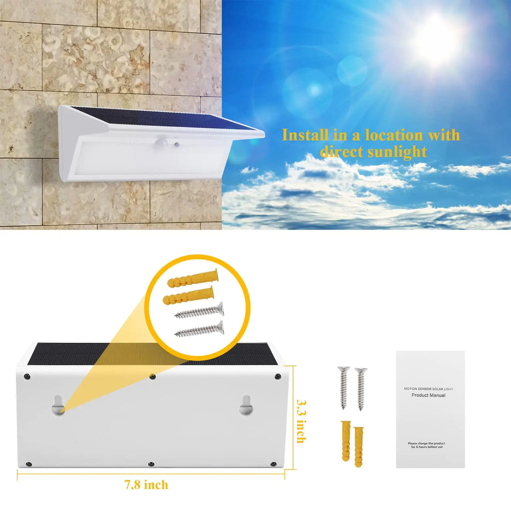 Outdoor Solar Light 46 LED 800lm Bright Lamp Infrared Motion Detector Zpaxo