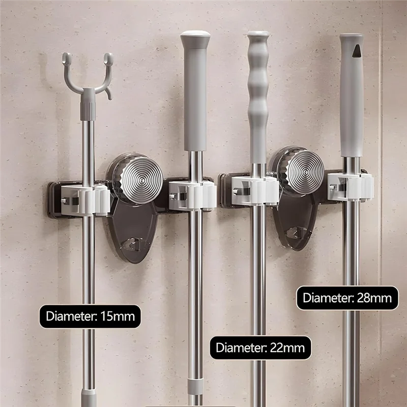 Broom Holder Mop Hanger, No Punching Required Broom Hanger Organizer For Bathroom, Kitchen, Office(4 Pcs)M12K Zpaxo