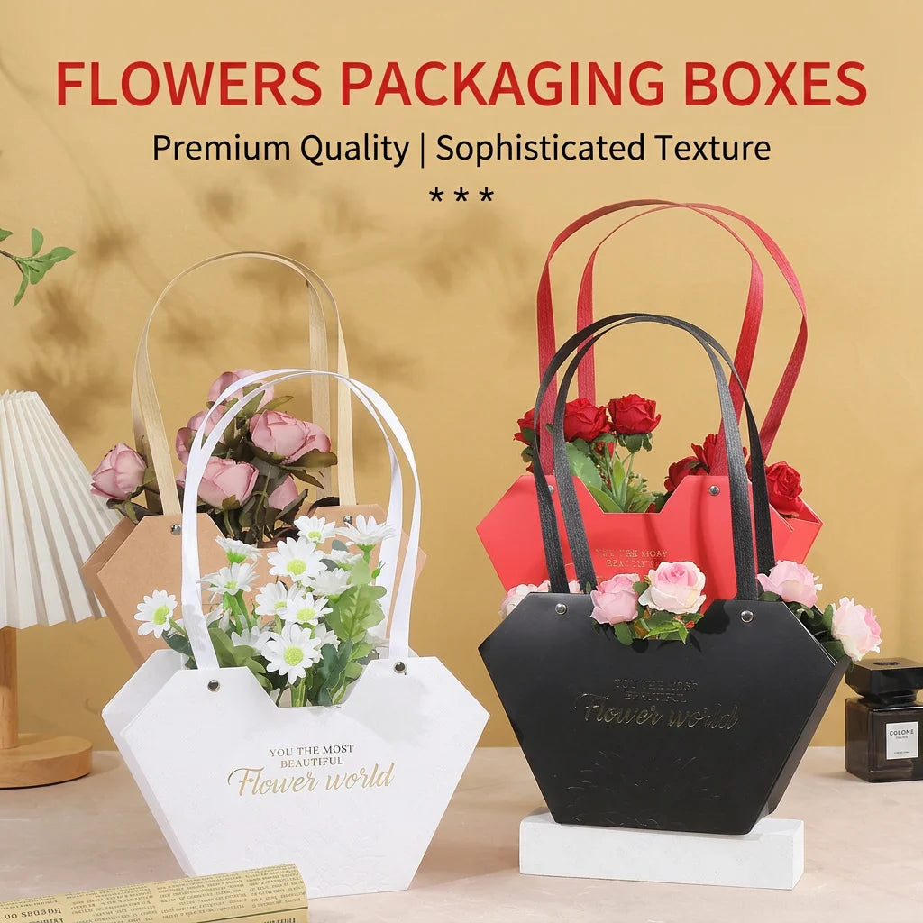 Heart-Shaped Paper Flower Gift Box with Handle | DIY Floral Floral Gift Box Zpaxo