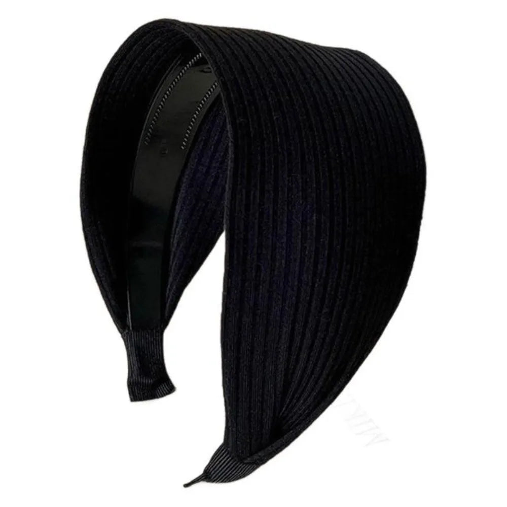 Retro Soft Wide Knitting Hairbands High-End with Teeth Turban Headband Solid Color Hair Hoop Hair Accessories Zpaxo