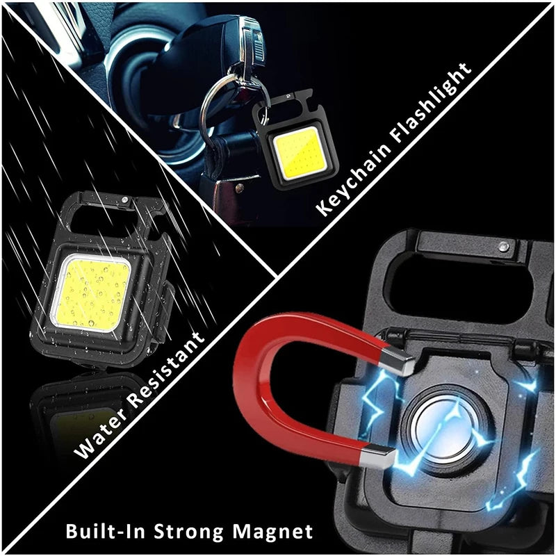 Multi-function LED Portable COB Bright Self Defense Keychain Work
