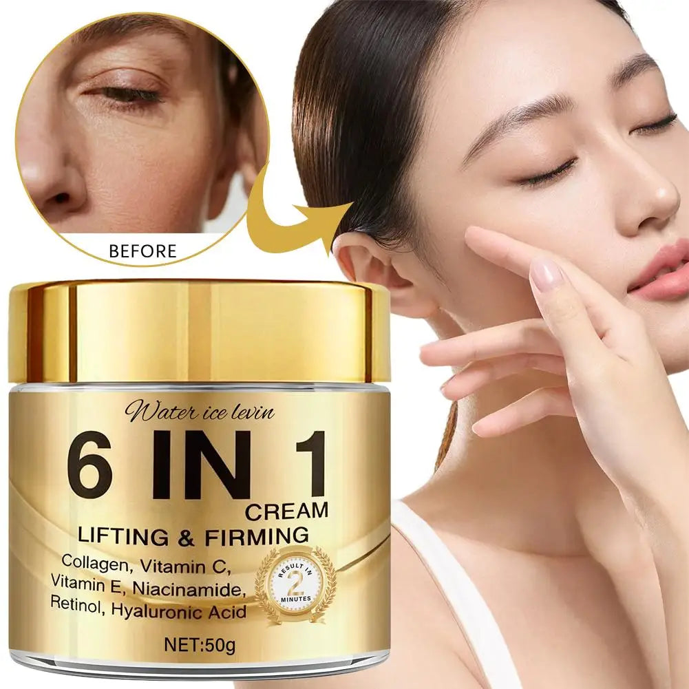 6 IN 1 Collagen Face Cream Lifting Firming Moisturizer With Vitamin C, E, Retinol,Hyaluronic Acid 50g Anti-Wrink Skin Care Zpaxo
