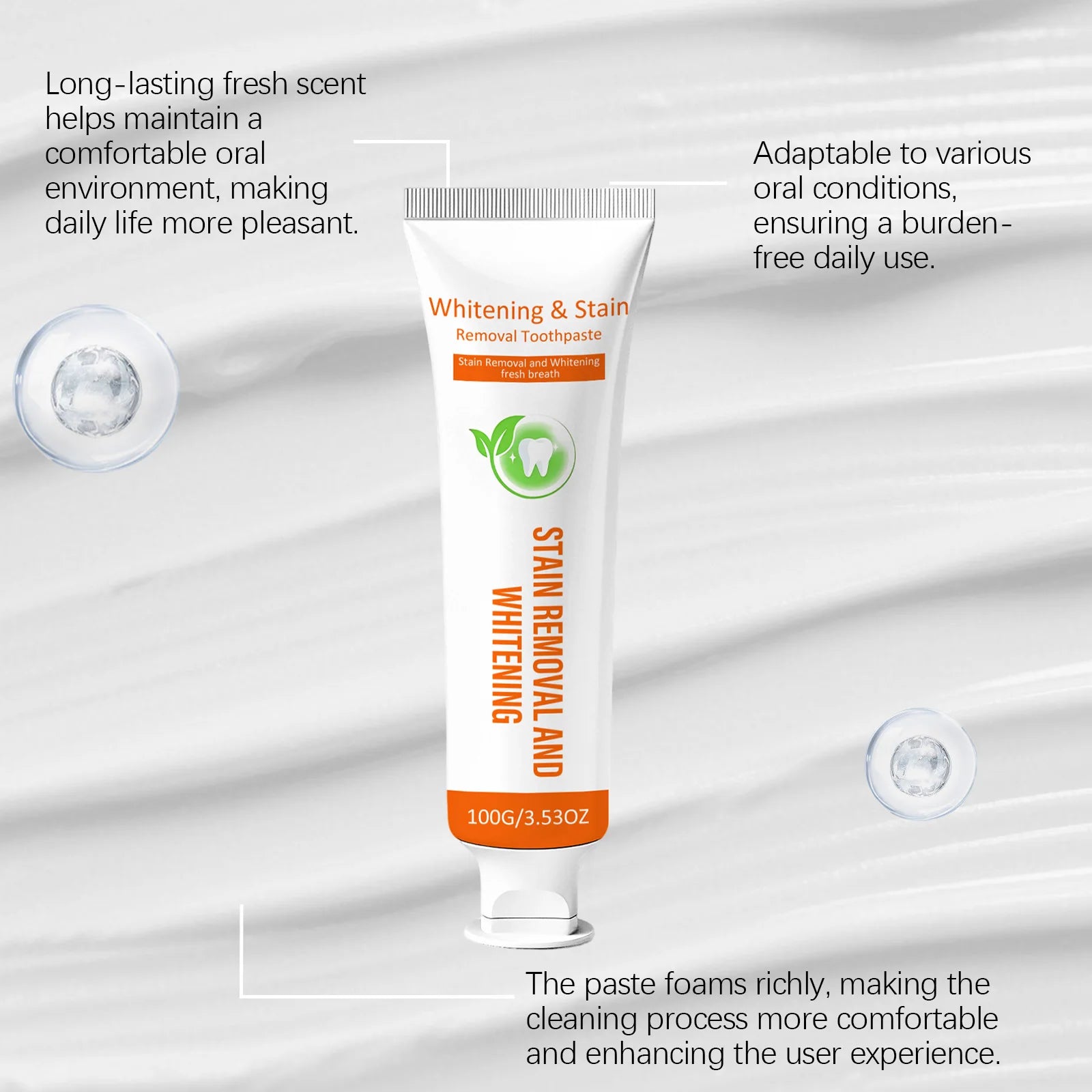 Gentle Cleaning Toothpaste Daily Oral Care Clean Tooth Stain Removal Fresh Breath Nourishing Hydroxyapatite Natural Glow 100g Zpaxo