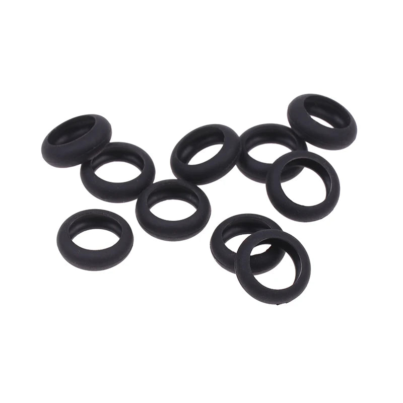CM10pcs Flat Earphones Silicon Rubber Ring Case Flexible Black