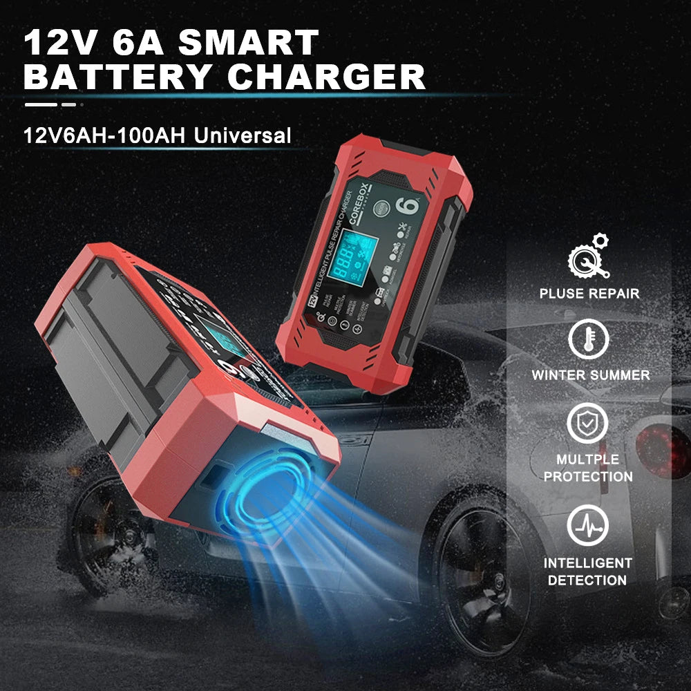 Multifunctional Smart Car Battery Charger Pulse Repair Charging 12V