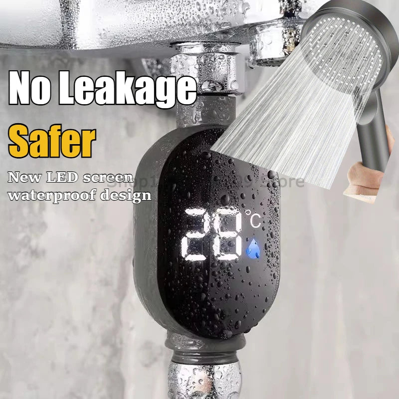Black Bathroom Led Display 0℃~99℃ Home Water Shower Thermometer Water Accurate Temperature Measurement Meter Bathroom Zpaxo
