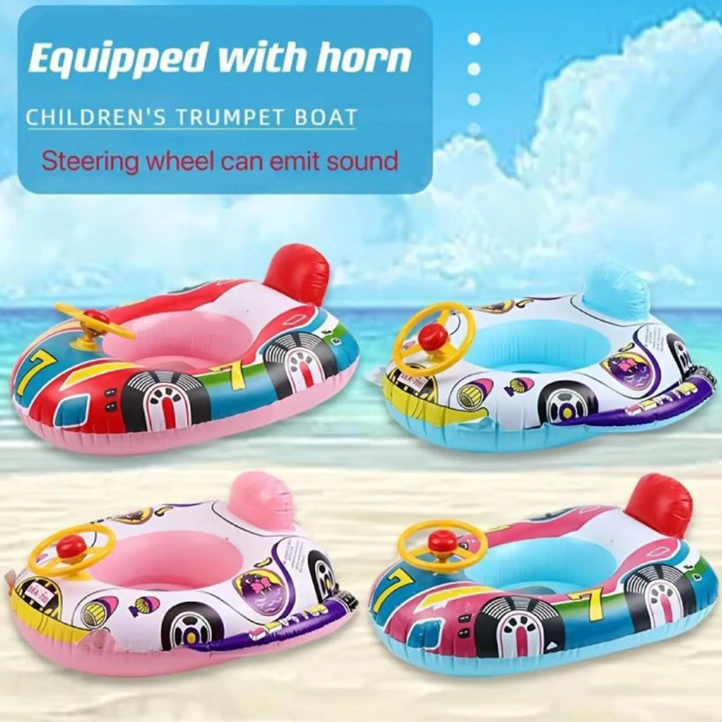 Inflatable Baby Kids Pool Float Steering Wheel Backrest Floating