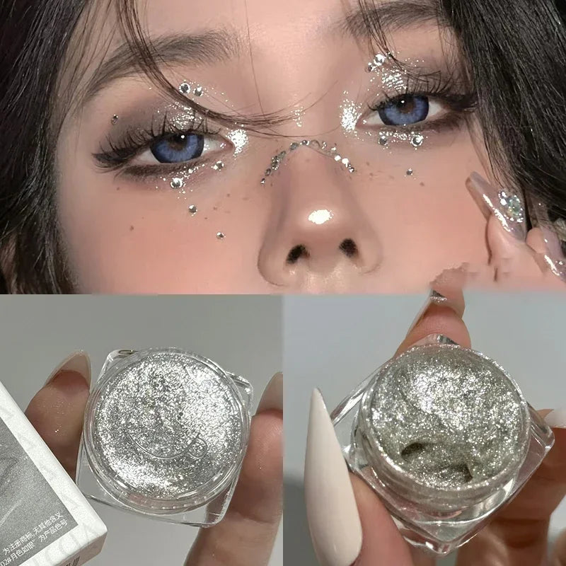 6 Colors Glitter Eyeshadow Gold Pink Eye Shadow Highlighter Silkworm Long Lasting Waterproof Shimmer Multicolor Liquid Eyeshadow Zpaxo